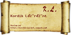Kordik Lóránt névjegykártya